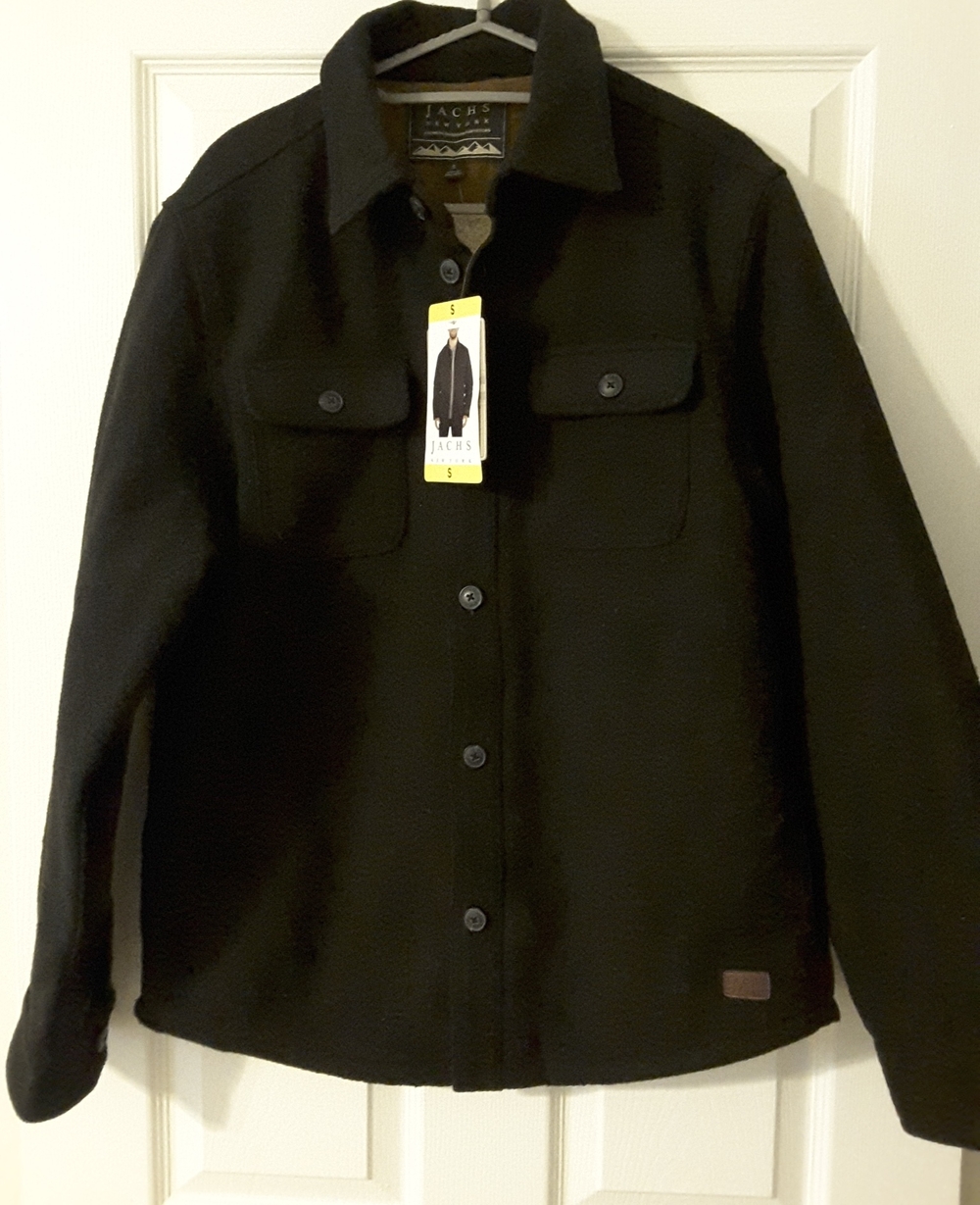 Jachs Black Button-Front Shirt Jacket
